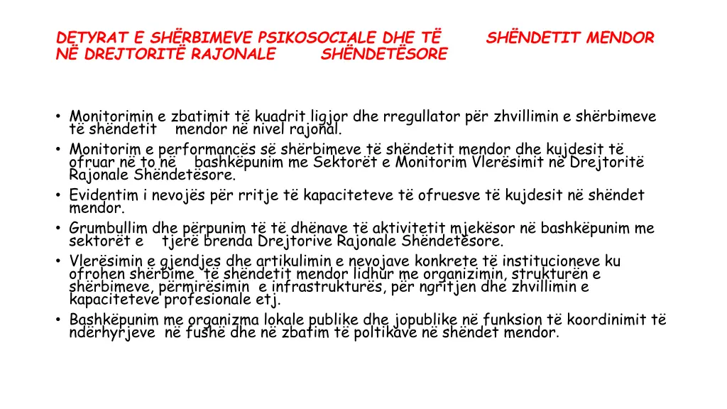 detyrat e sh rbimeve psikosociale dhe t sh ndetit