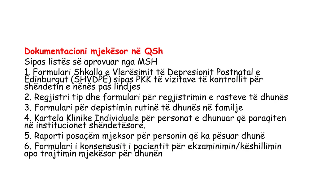 dokumentacioni mjek sor n qsh sipas list