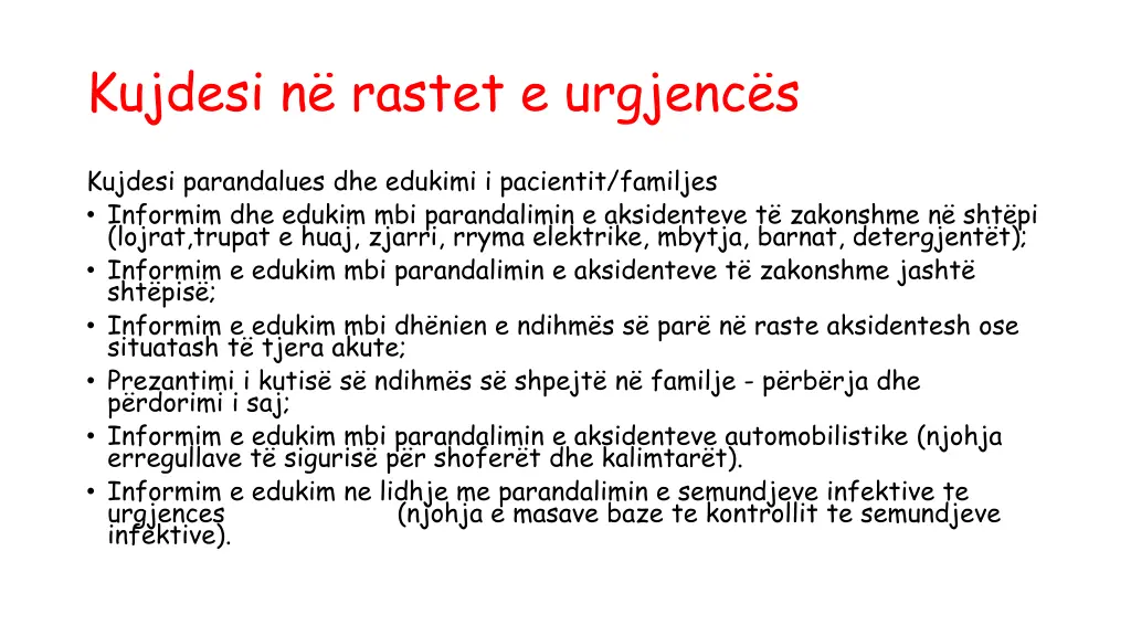 kujdesi n rastet e urgjenc s
