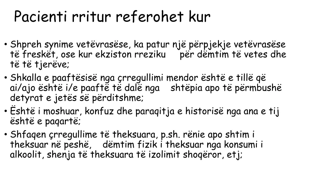 pacienti rritur referohet kur