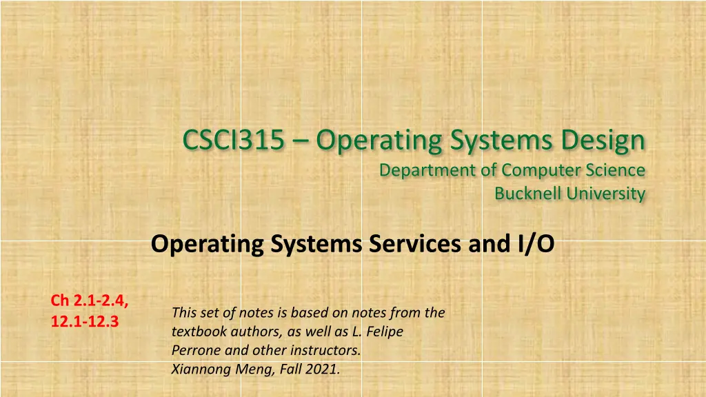 csci315 operating systems design department
