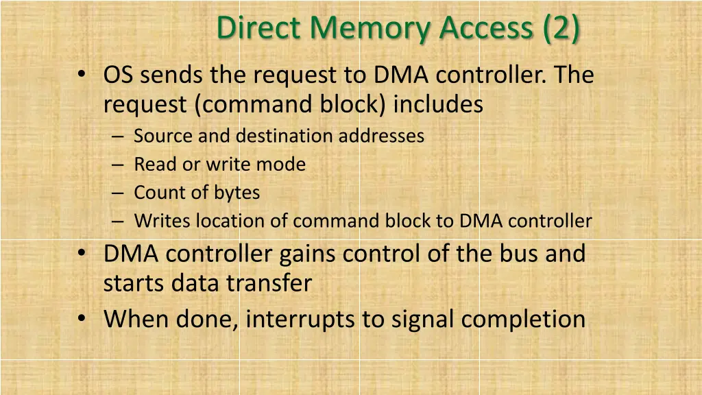 direct memory access 2 os sends the request