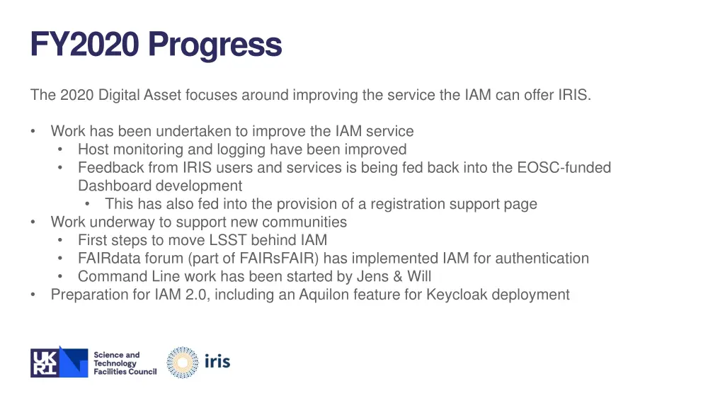 fy2020 progress