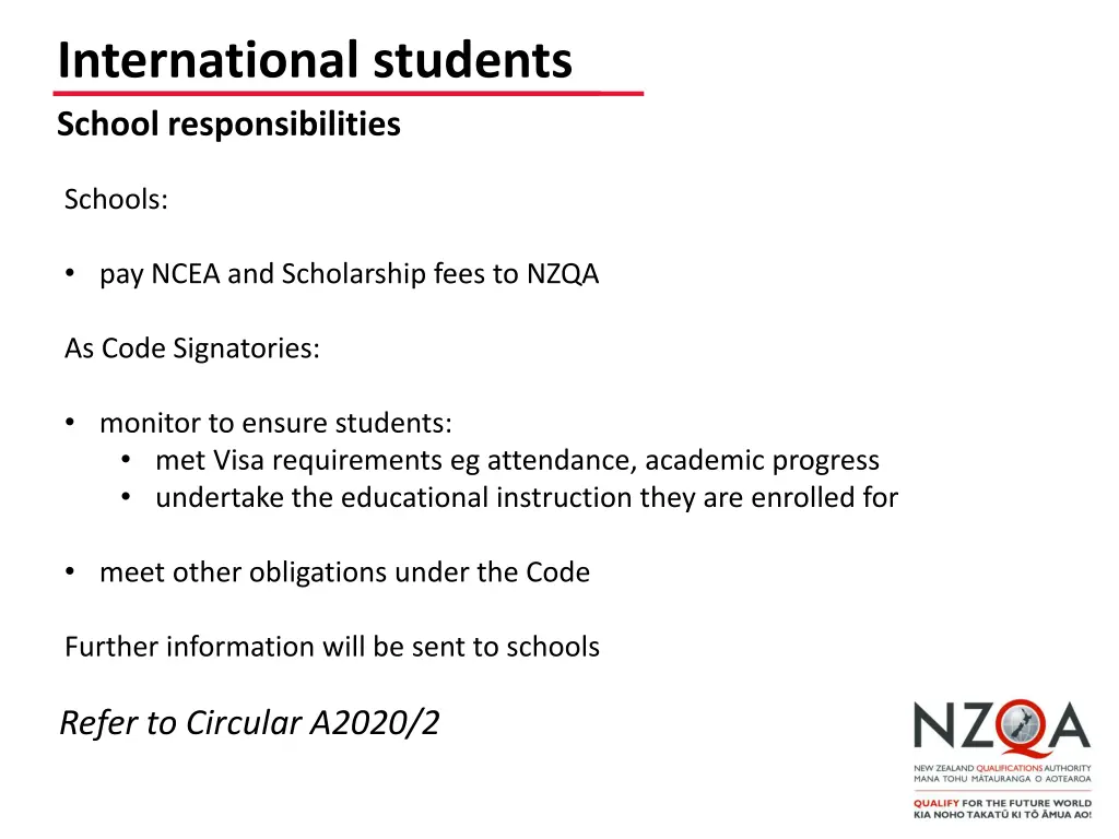 international students school responsibilities