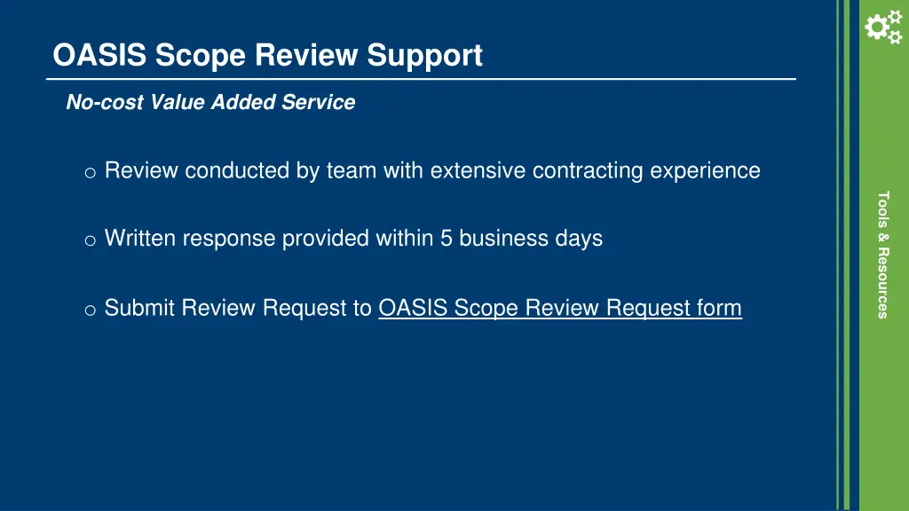 oasis scope review support