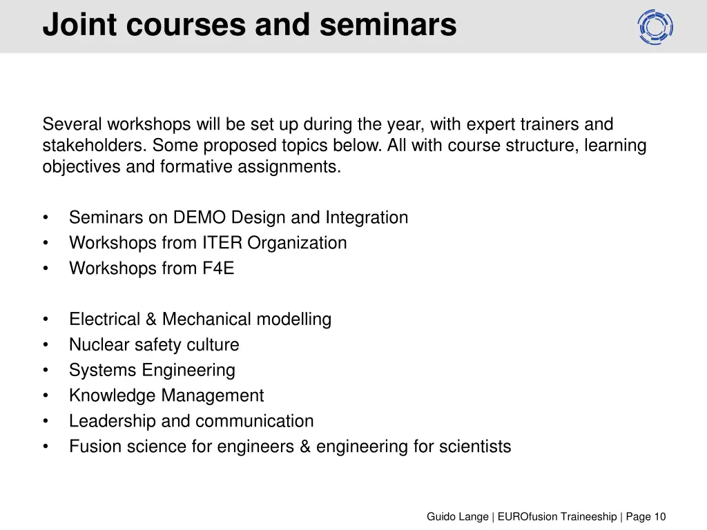 joint courses and seminars