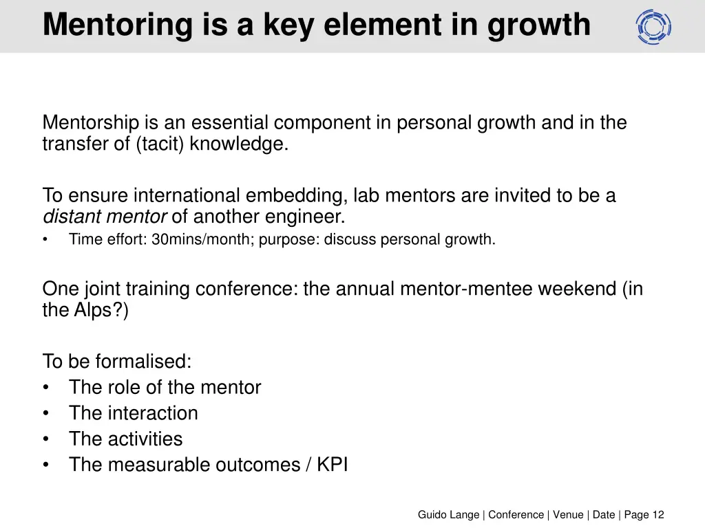 mentoring is a key element in growth