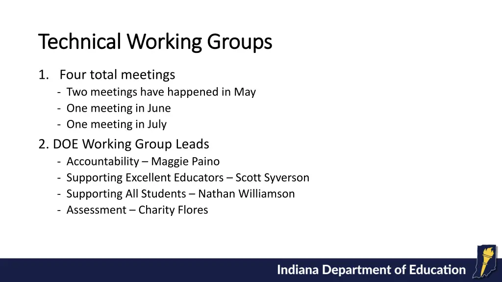 technical working groups technical working groups