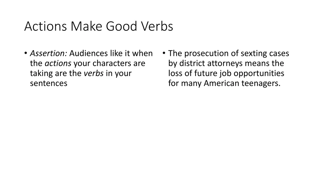 actions make good verbs
