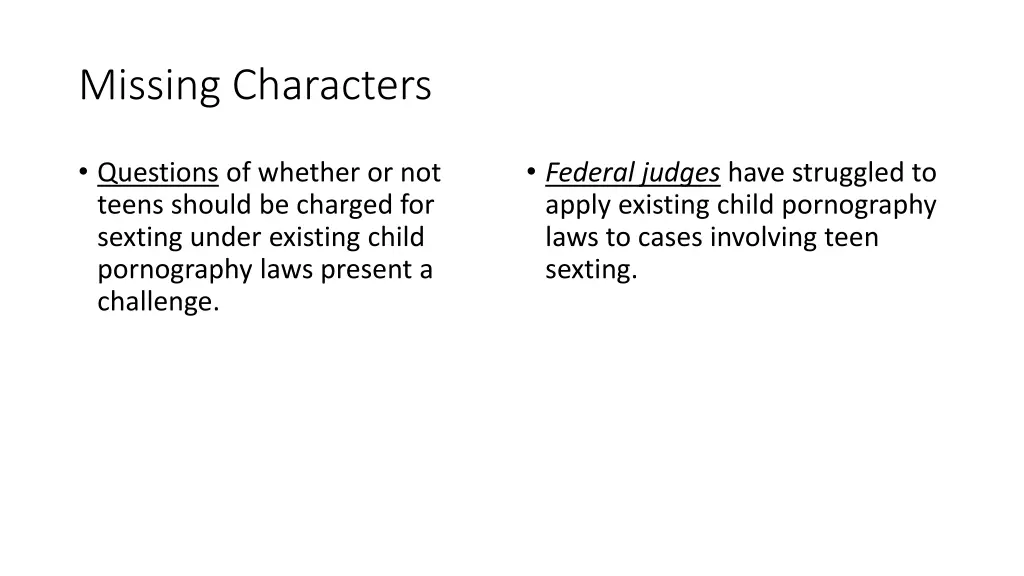 missing characters
