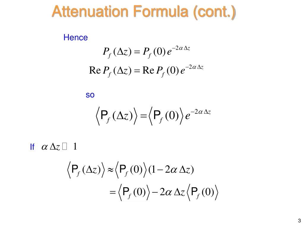 attenuation formula cont
