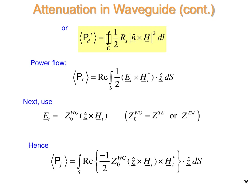 attenuation in waveguide cont