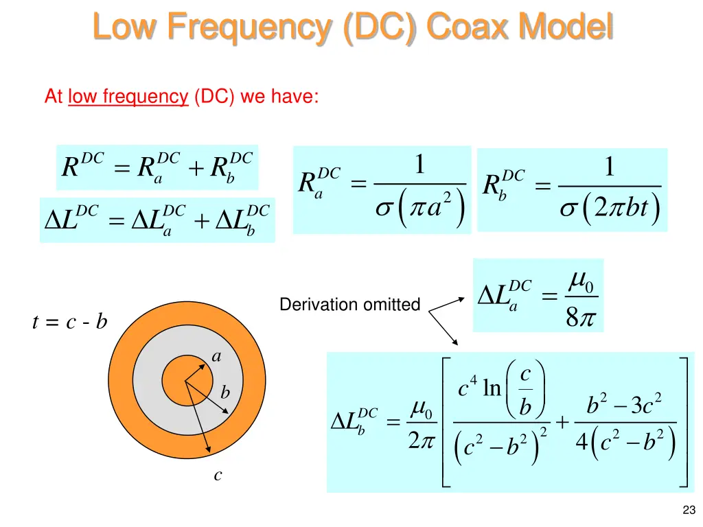 low frequency dc coax model