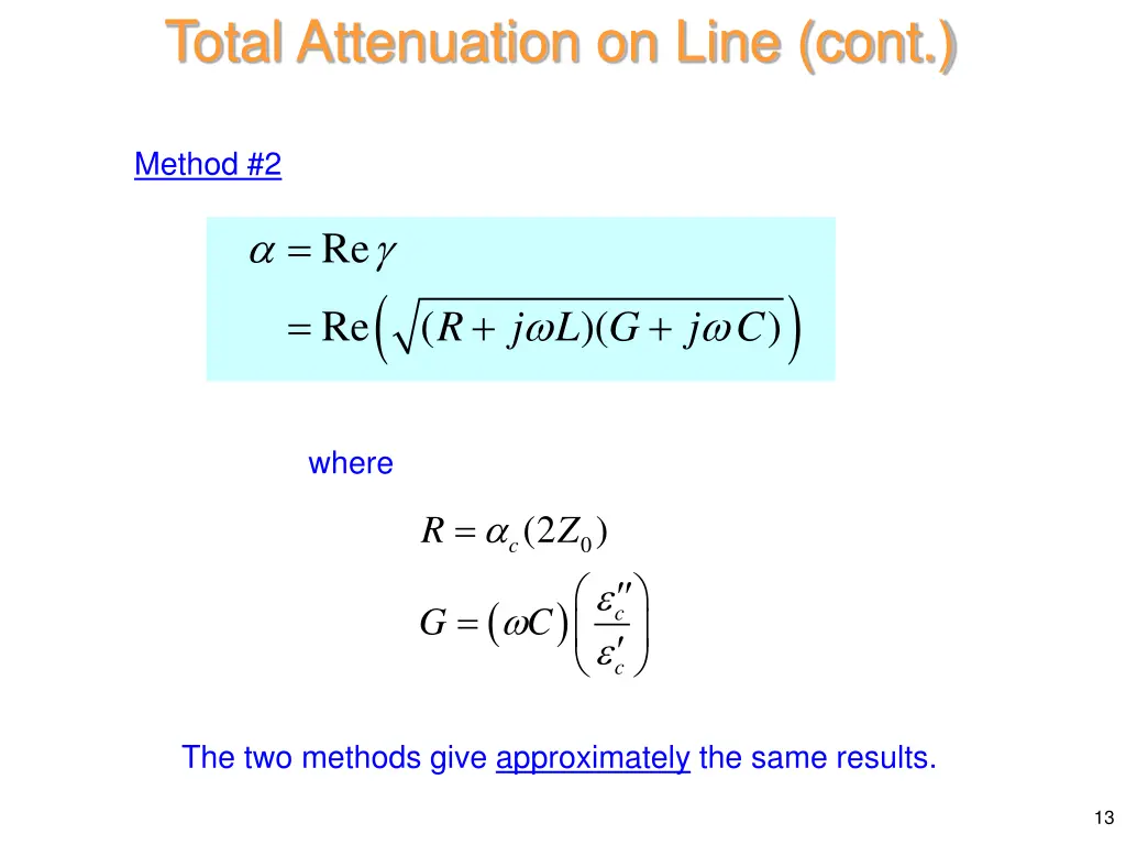 total attenuation on line cont