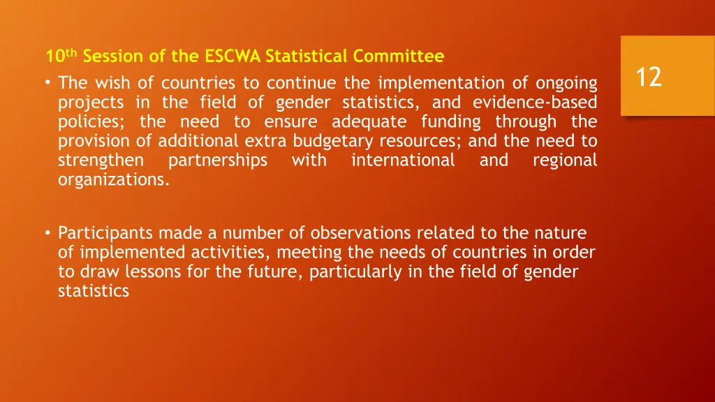 10 th session of the escwa statistical committee