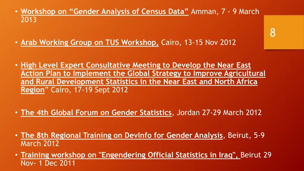 workshop on gender analysis of census data amman