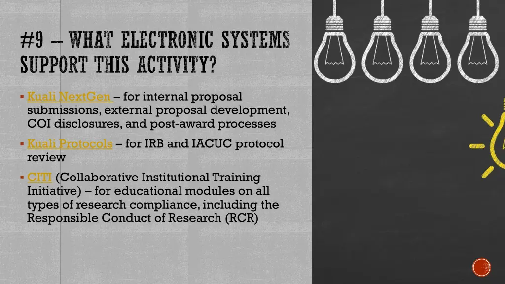 9 what electronic systems support this activity