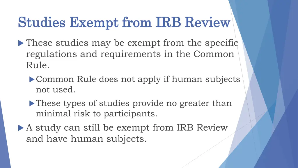 studies exempt from irb review studies exempt