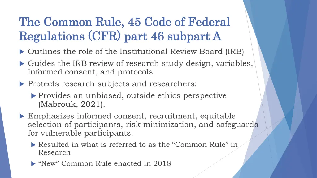 the common rule 45 code of federal the common