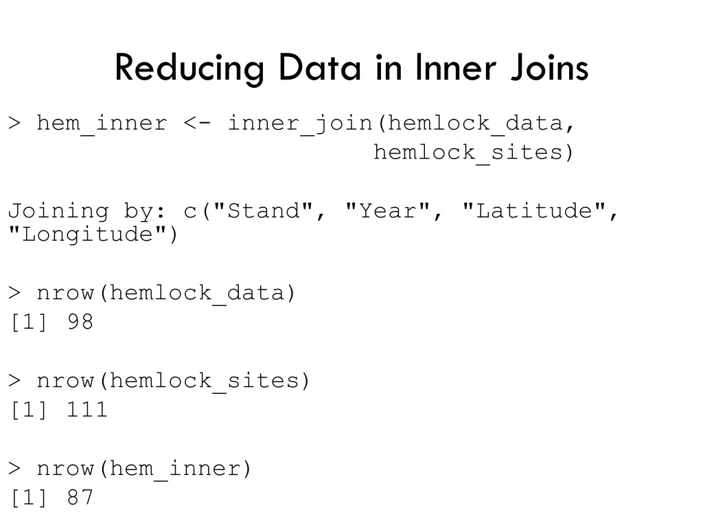 reducing data in inner joins