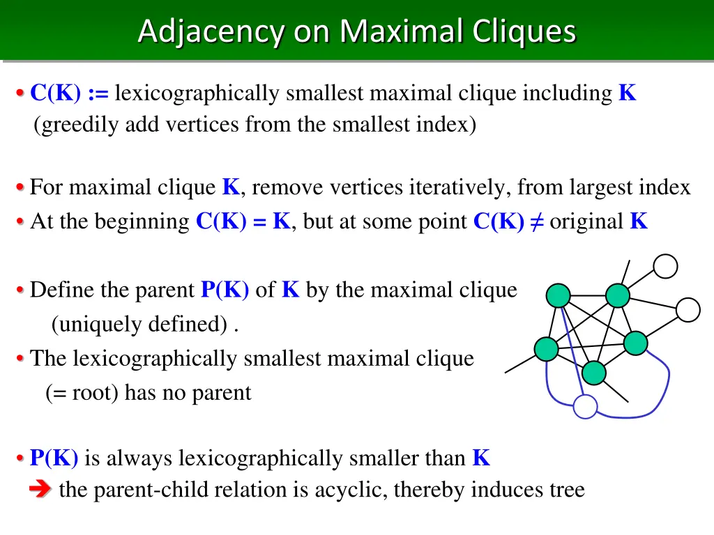 adjacency on maximal cliques