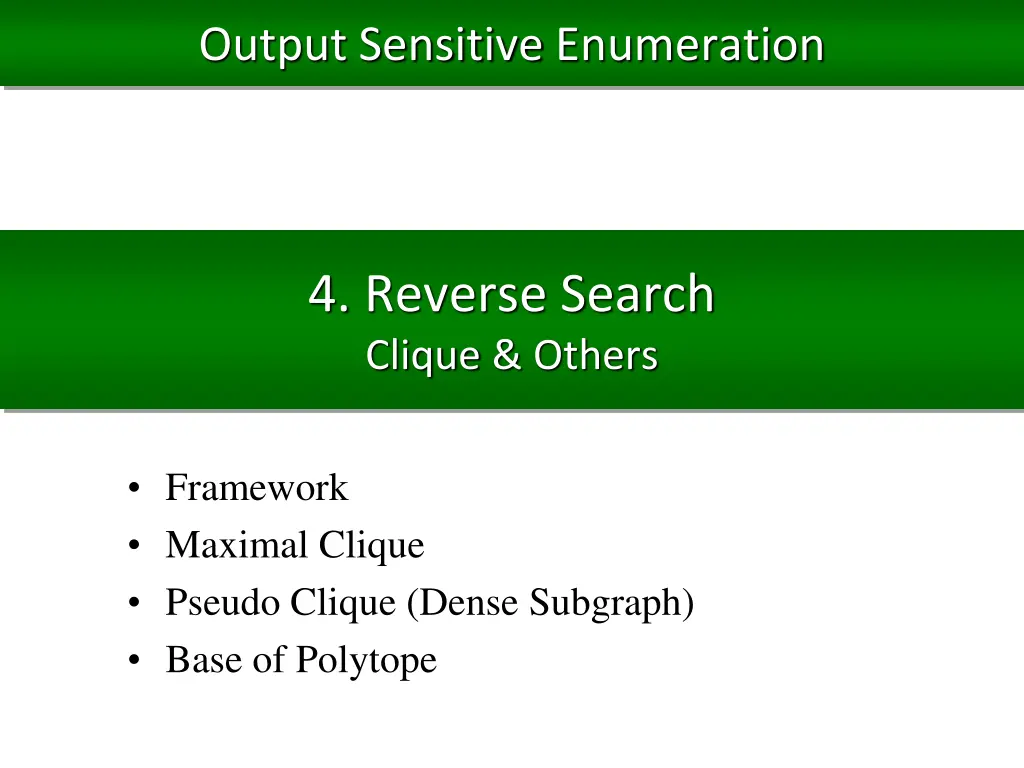 output sensitive enumeration