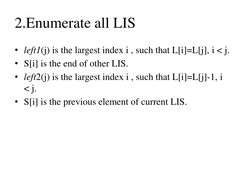 2 enumerate all lis