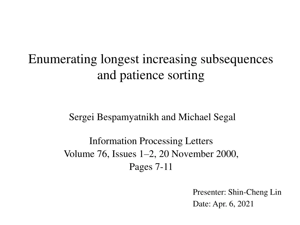 enumerating longest increasing subsequences