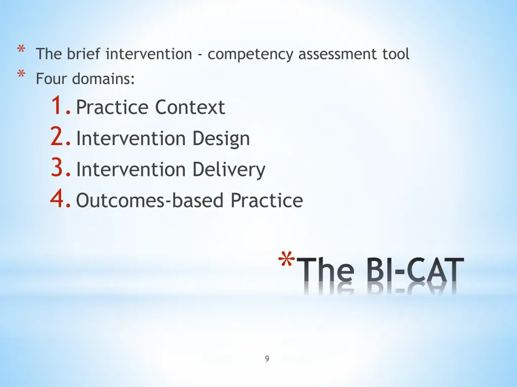 the brief intervention competency assessment tool