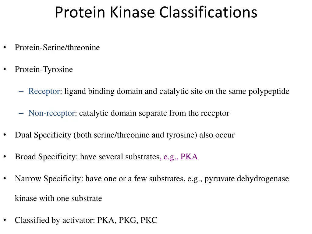 protein kinase classifications
