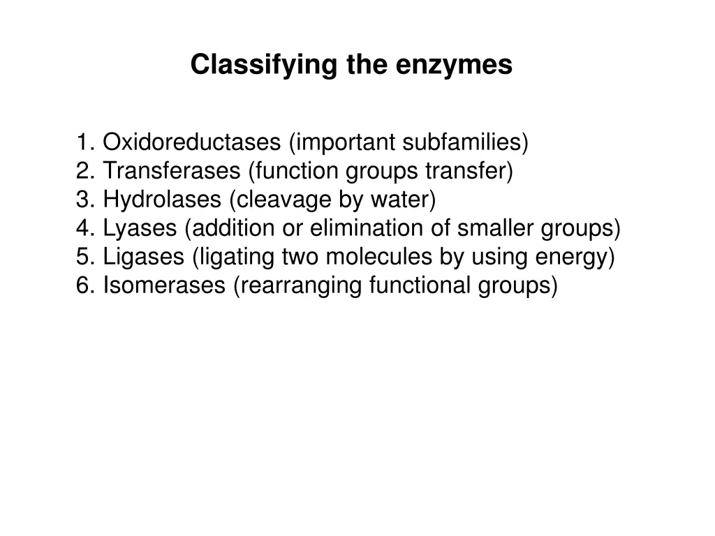 classifying the enzymes