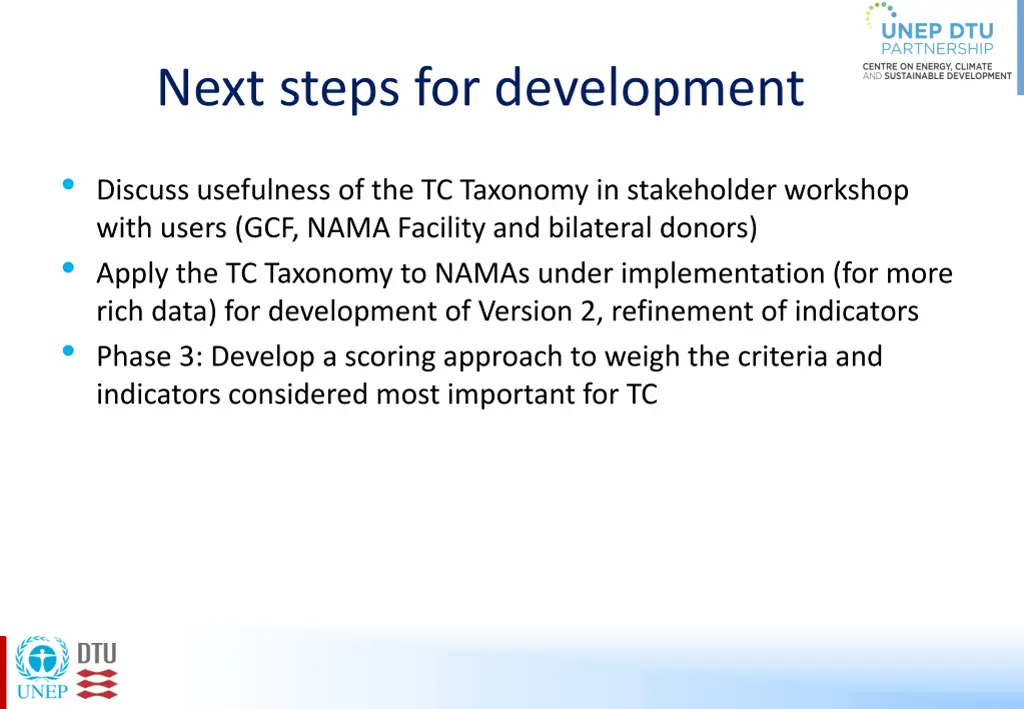next steps for development