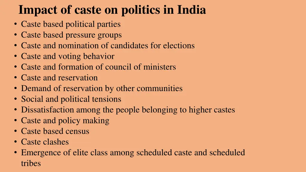 impact of caste on politics in india caste based