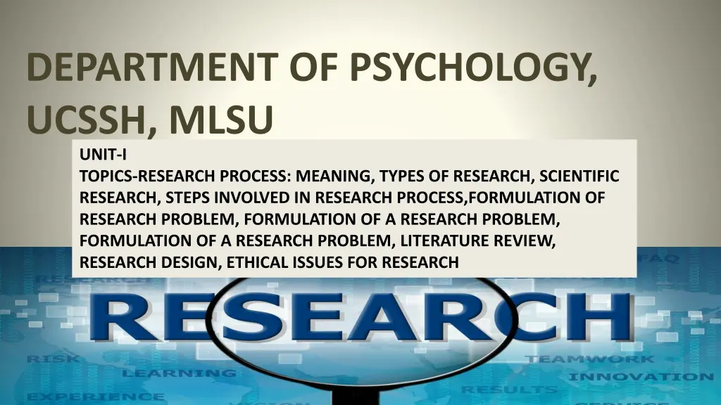 department of psychology ucssh mlsu unit i topics
