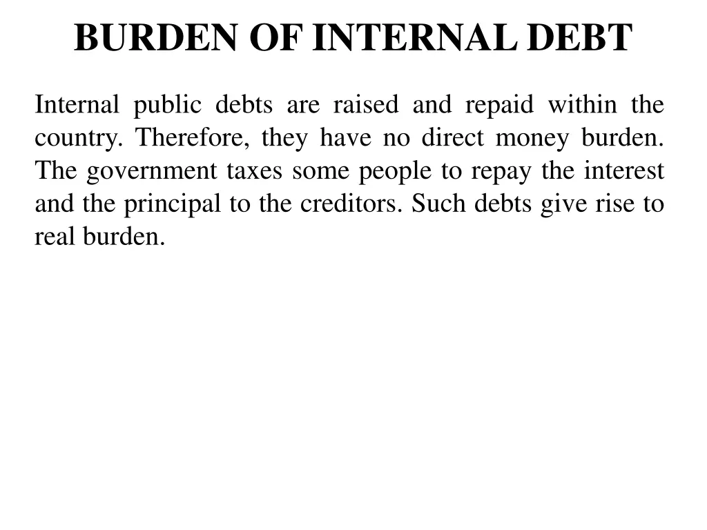 burden of internal debt