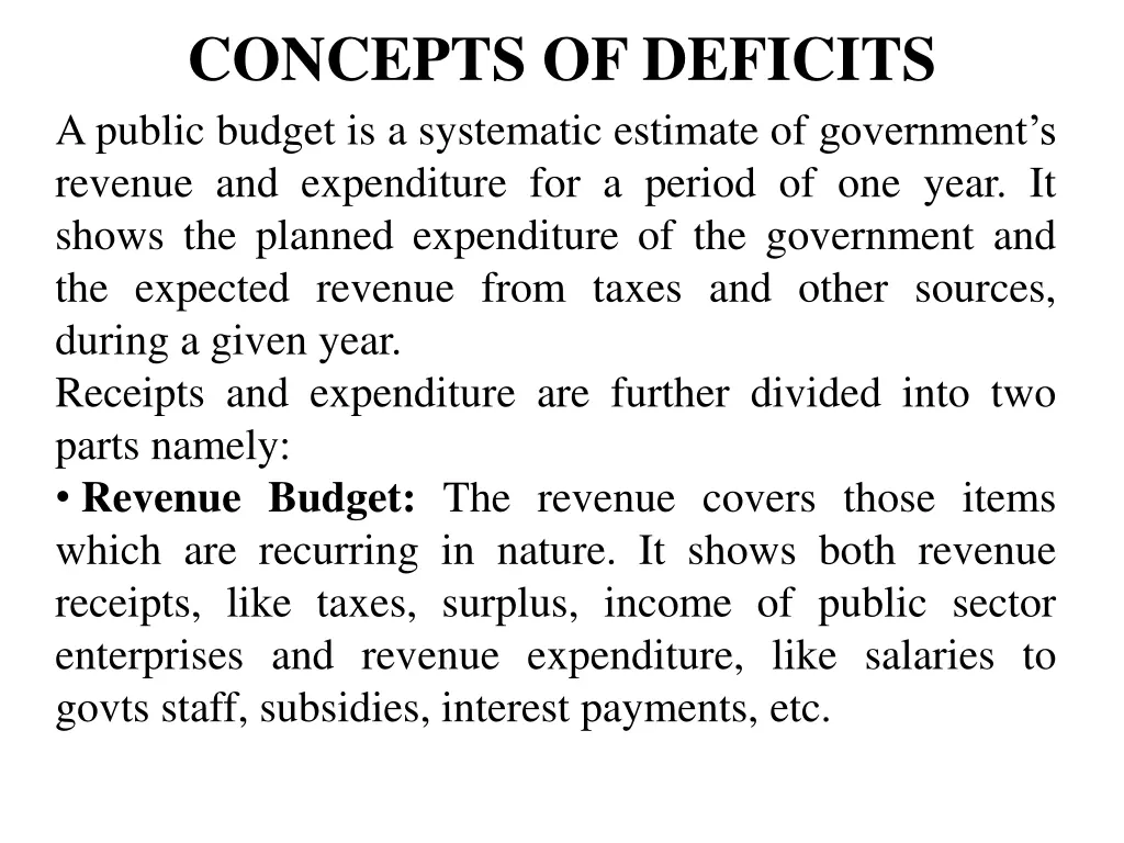 concepts of deficits