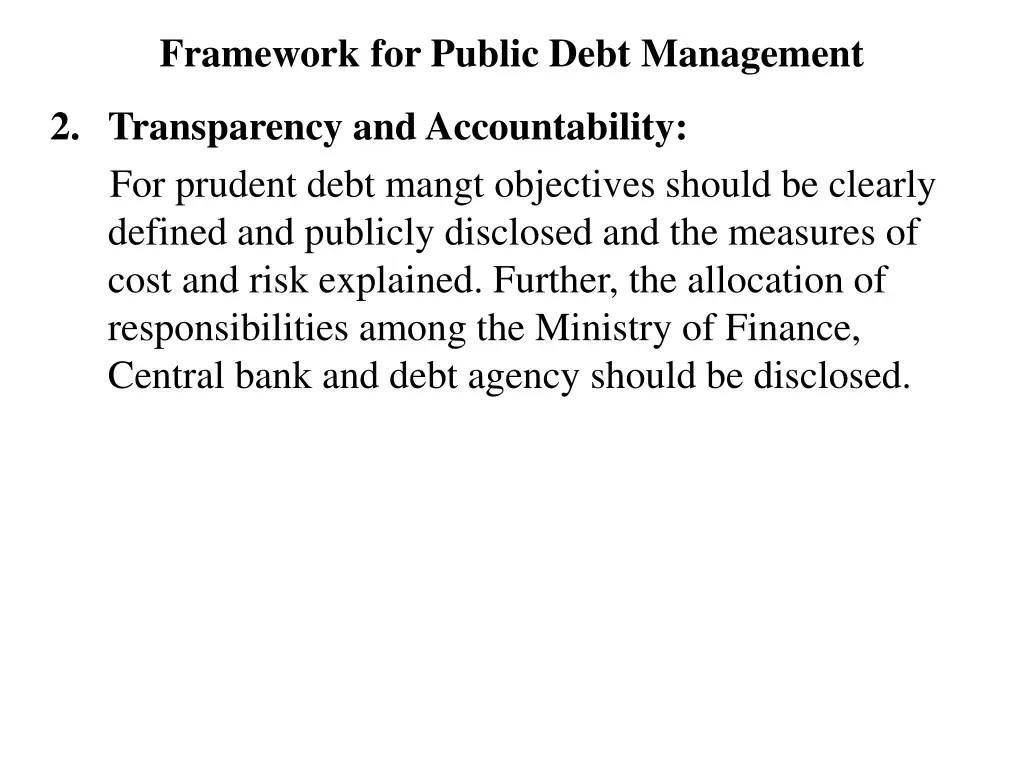 framework for public debt management 1