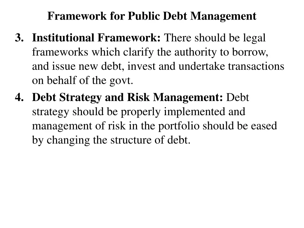 framework for public debt management 2