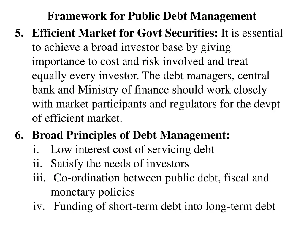 framework for public debt management 3
