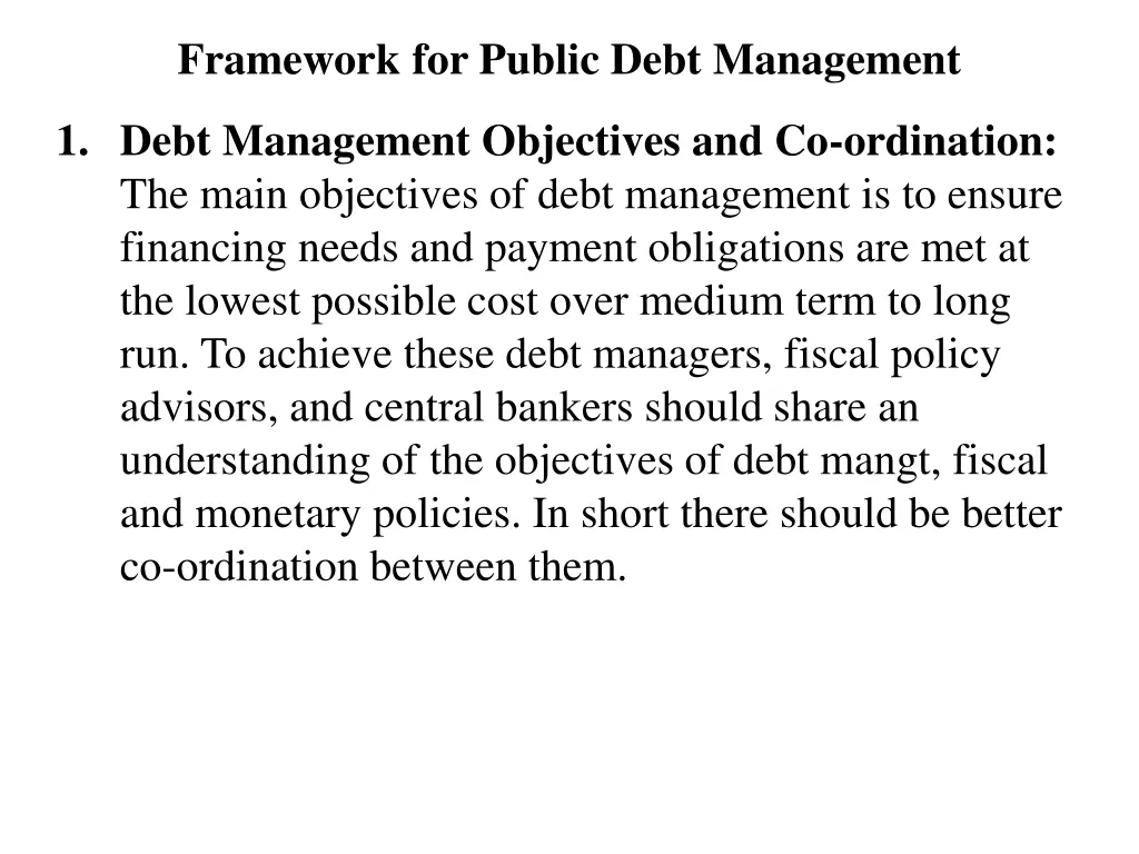 framework for public debt management