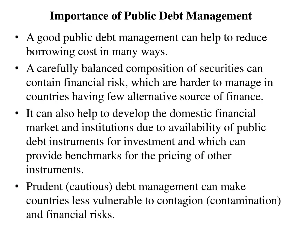 importance of public debt management