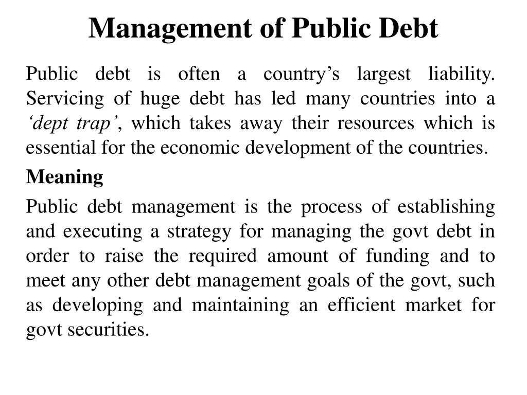 management of public debt