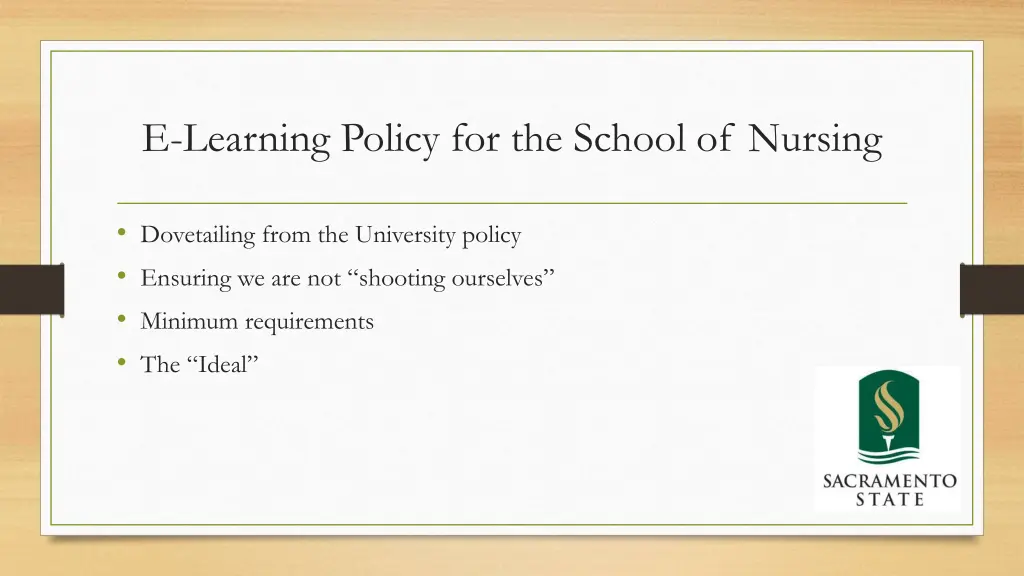 e learning policy for the school of nursing
