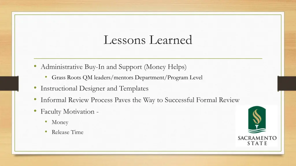 lessons learned
