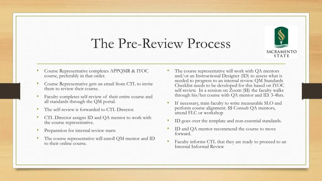 the pre review process