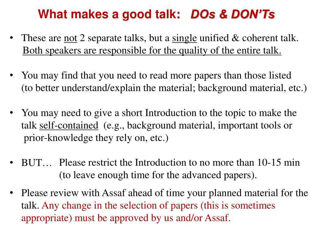 what makes a good talk dos don ts 2