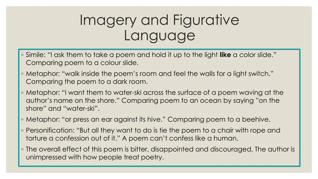 imagery and figurative language