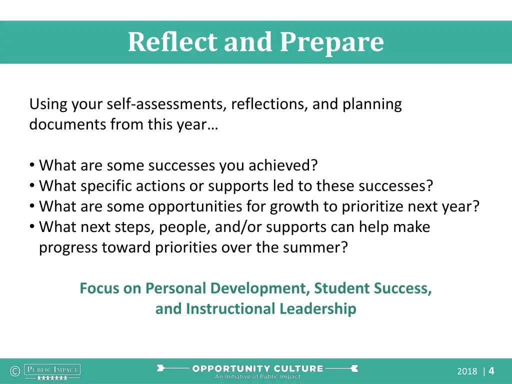 reflect and prepare
