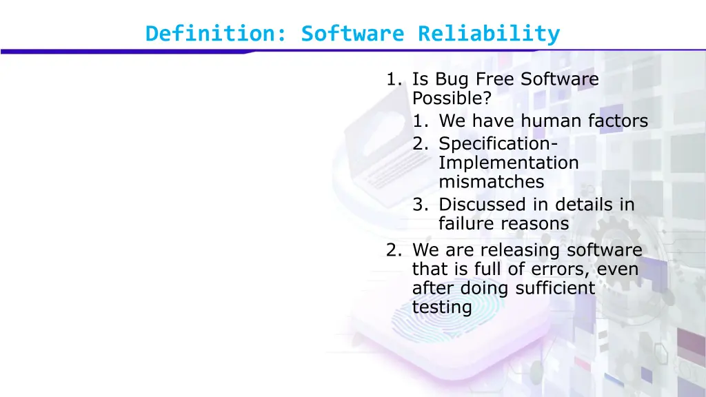 definition software reliability