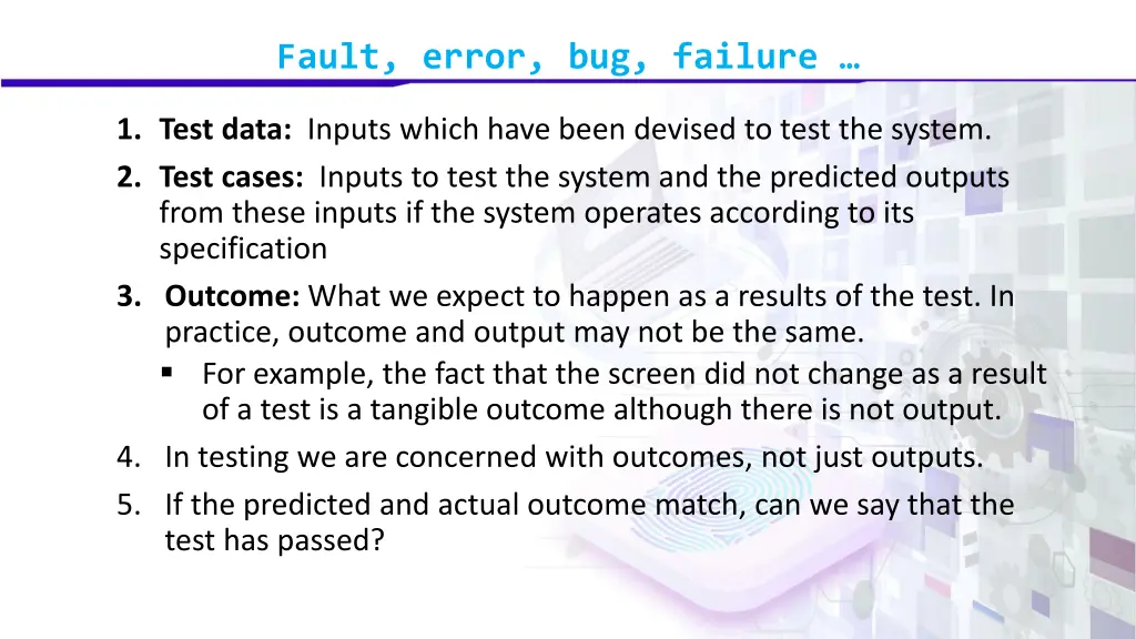 fault error bug failure 5